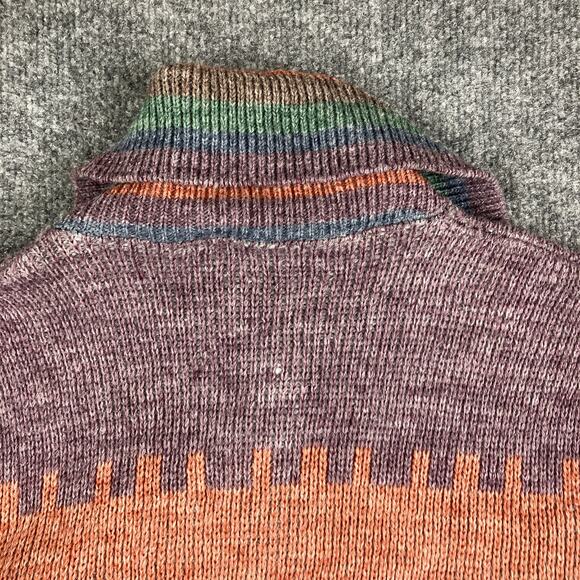 Colorblock Cardigan Womens M Multicolor Knit Retro Boho Button Front Sweater - Picture 6 of 7